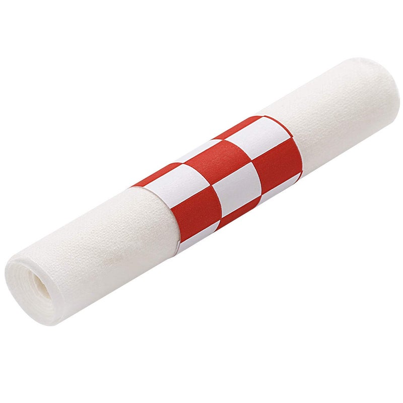 Gmark Paper Napkin Band Box of 500, Paper napkin rings self adhesive (Red White Grid) GM1111A - Image 2